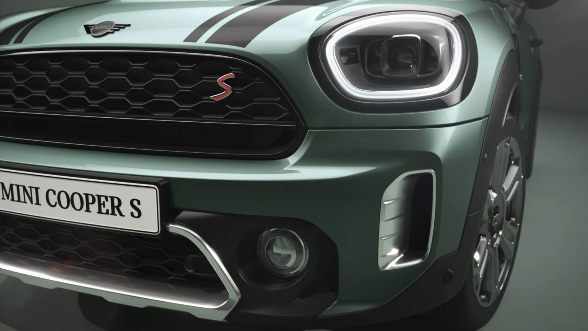 MINI Countryman – zijaanzicht – groen en zwart