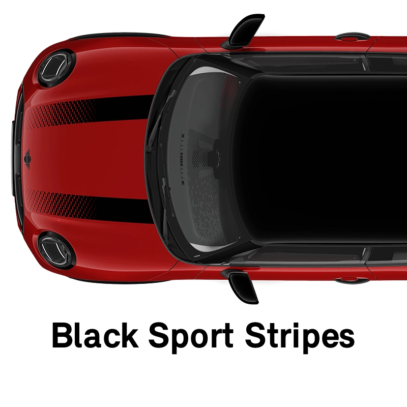  MINI - uitrusting - jcw uitvoering - zwarte sportstrepen