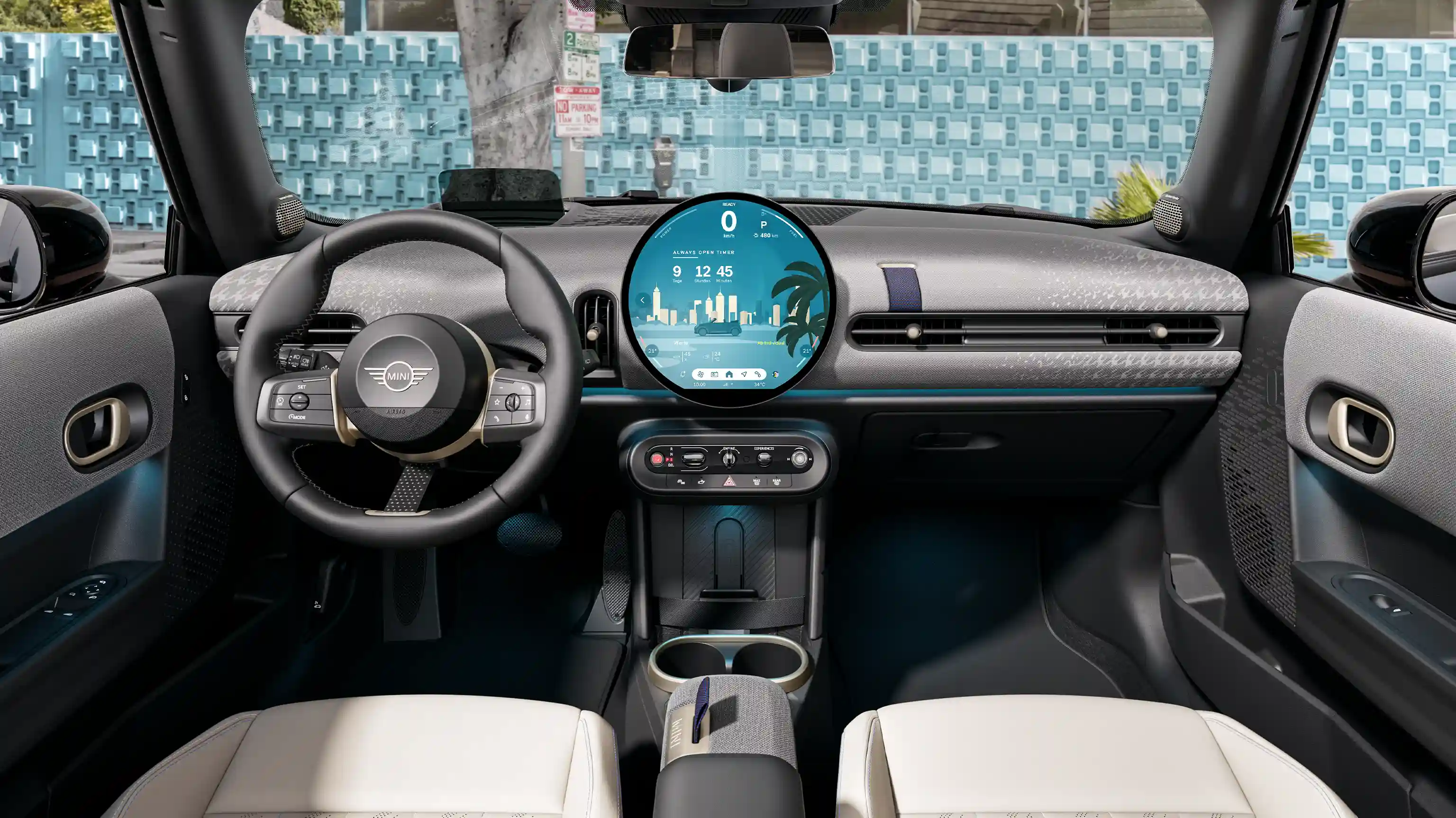 Gedetailleerde weergave van het dashboard van de MINI Cooper Cabrio