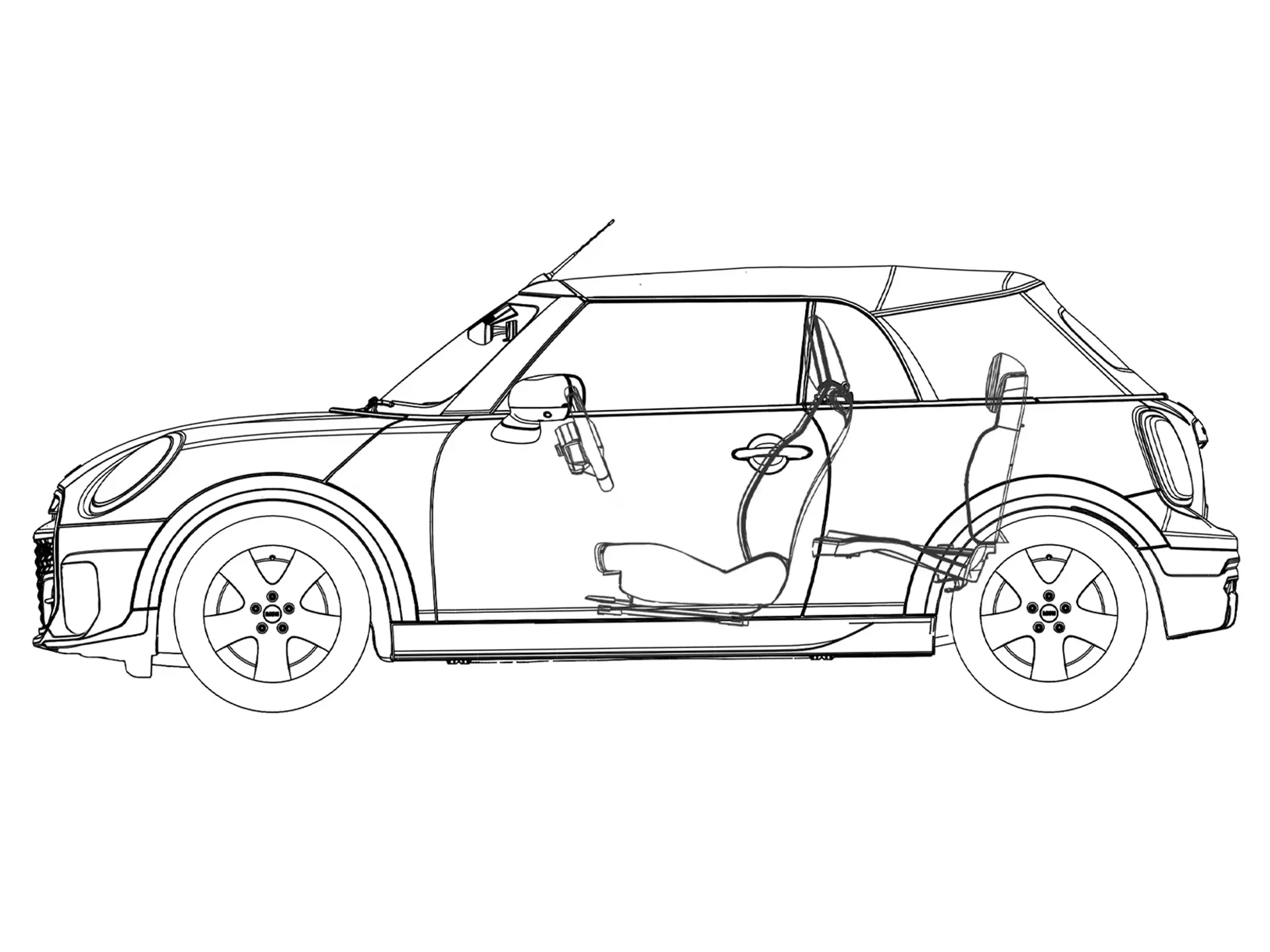 MINI Cooper Cabrio - schets zijaanzicht