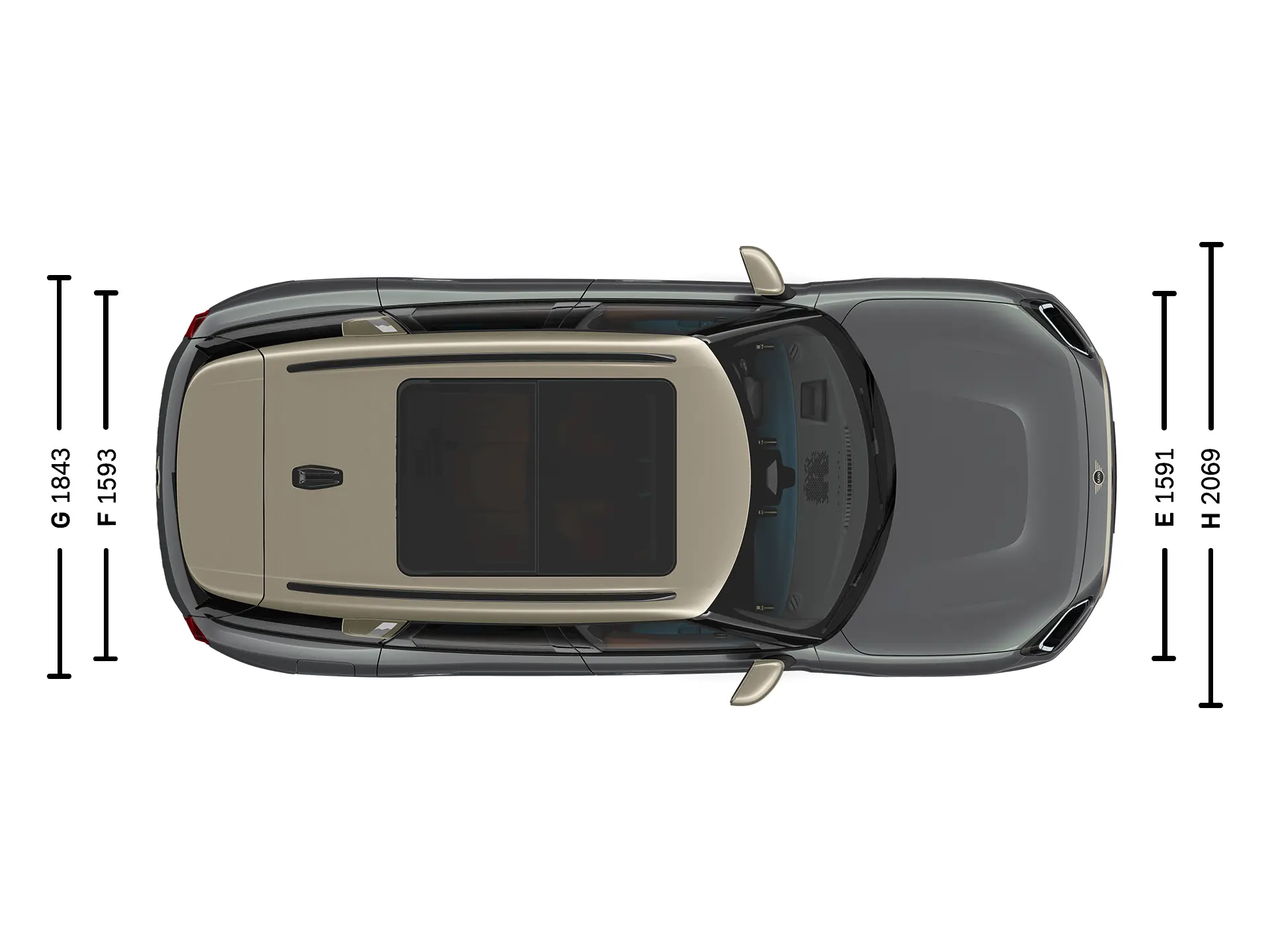 MINI Countryman Electric afmetingen bovenkant