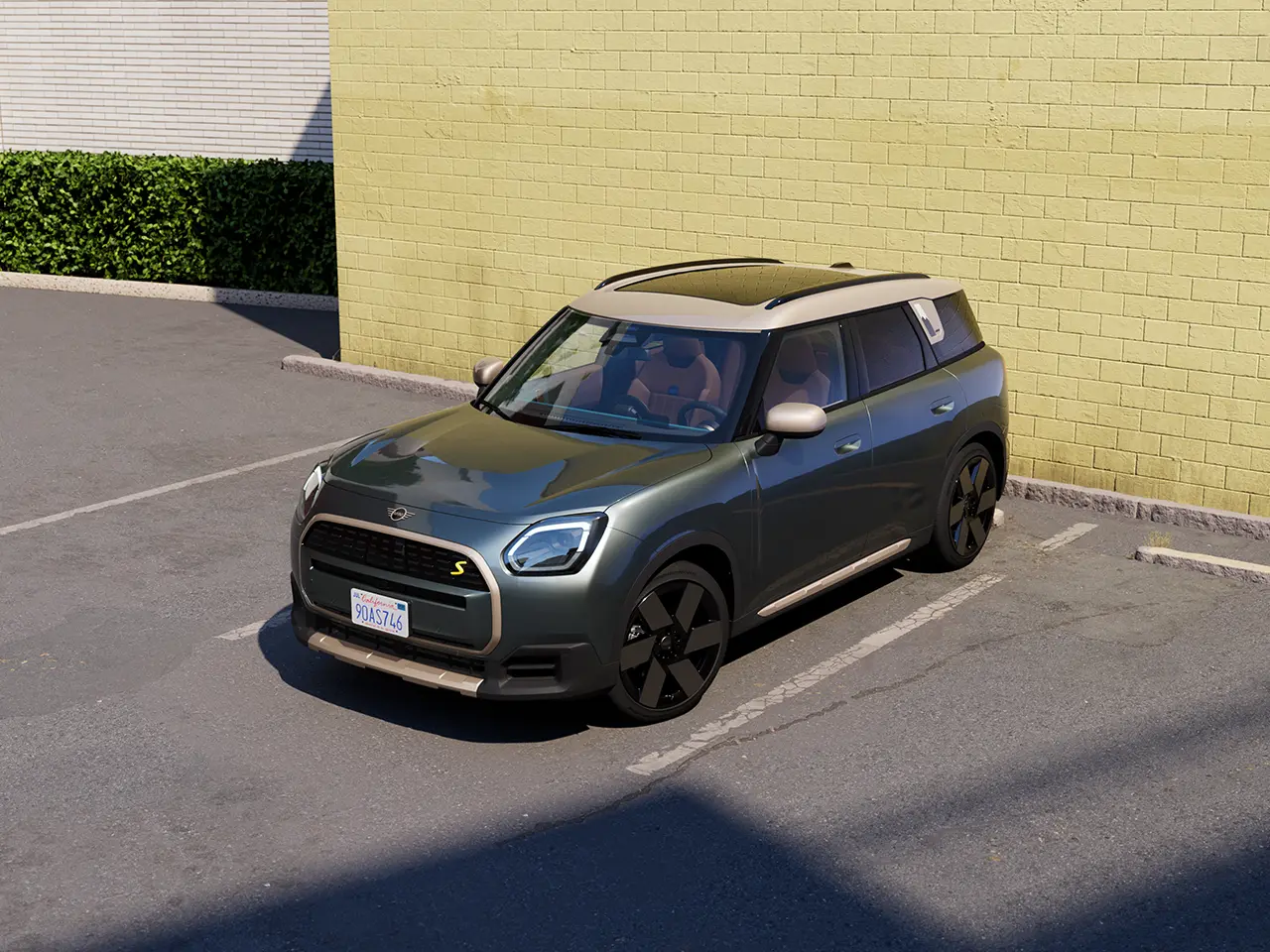 Videopresentatie van het interieur en het exterieur van een MINI Countryman in detail. De camera draait over het dashboard en licht de ontwerpelementen uit.