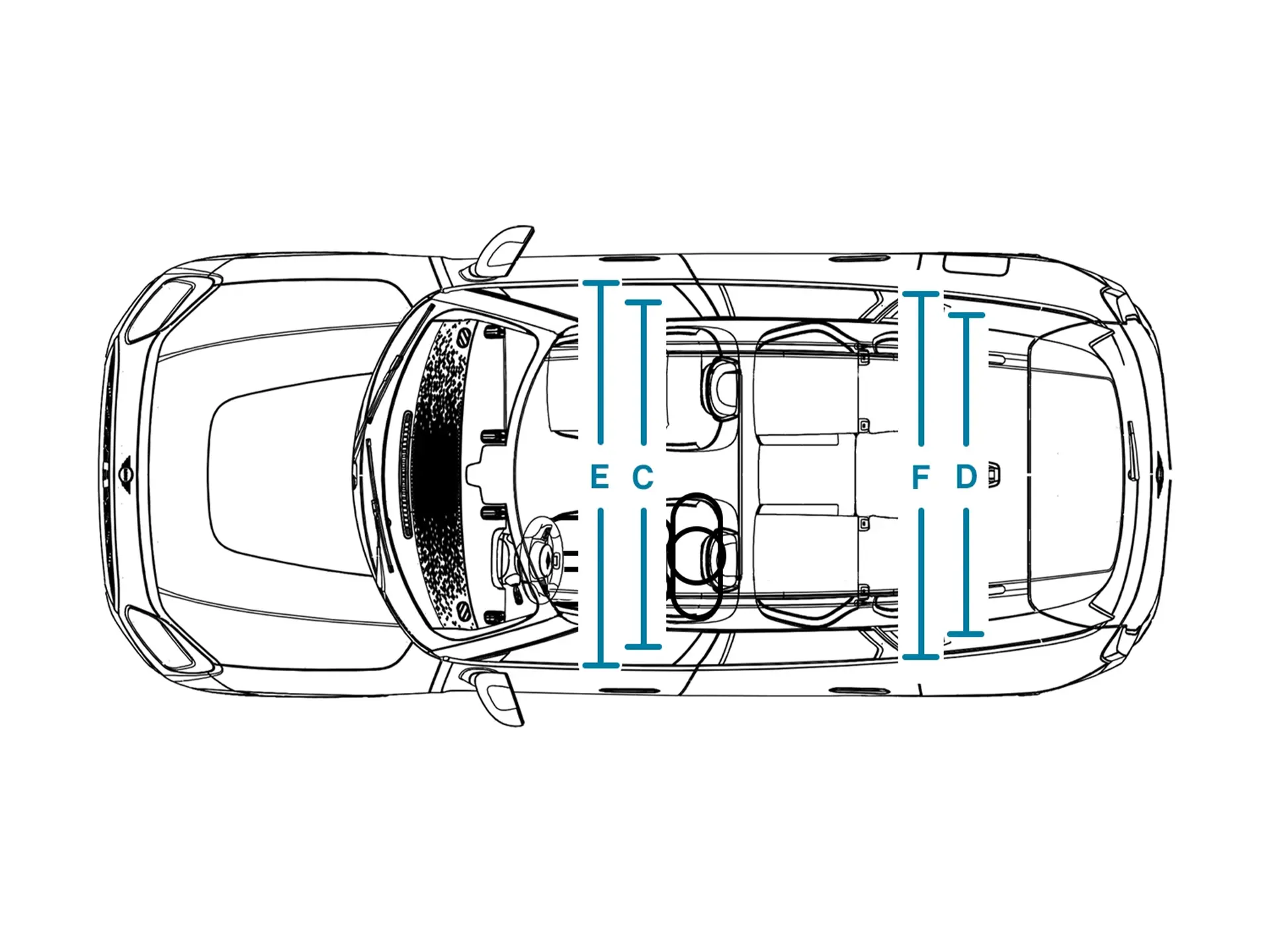 MINI Countryman - afmetingen interieur bovenkant