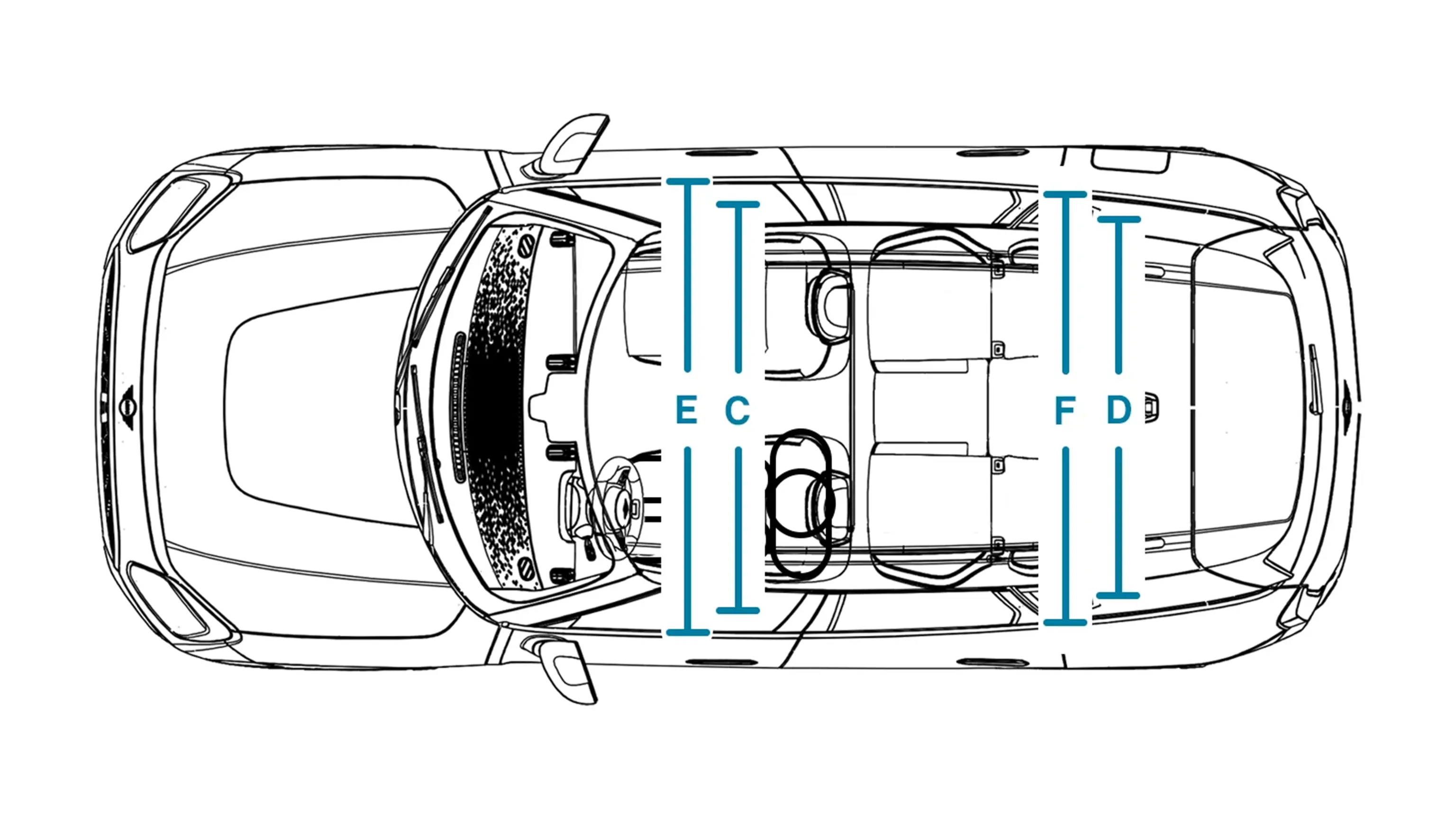 MINI Countryman - afmetingen interieur bovenkant