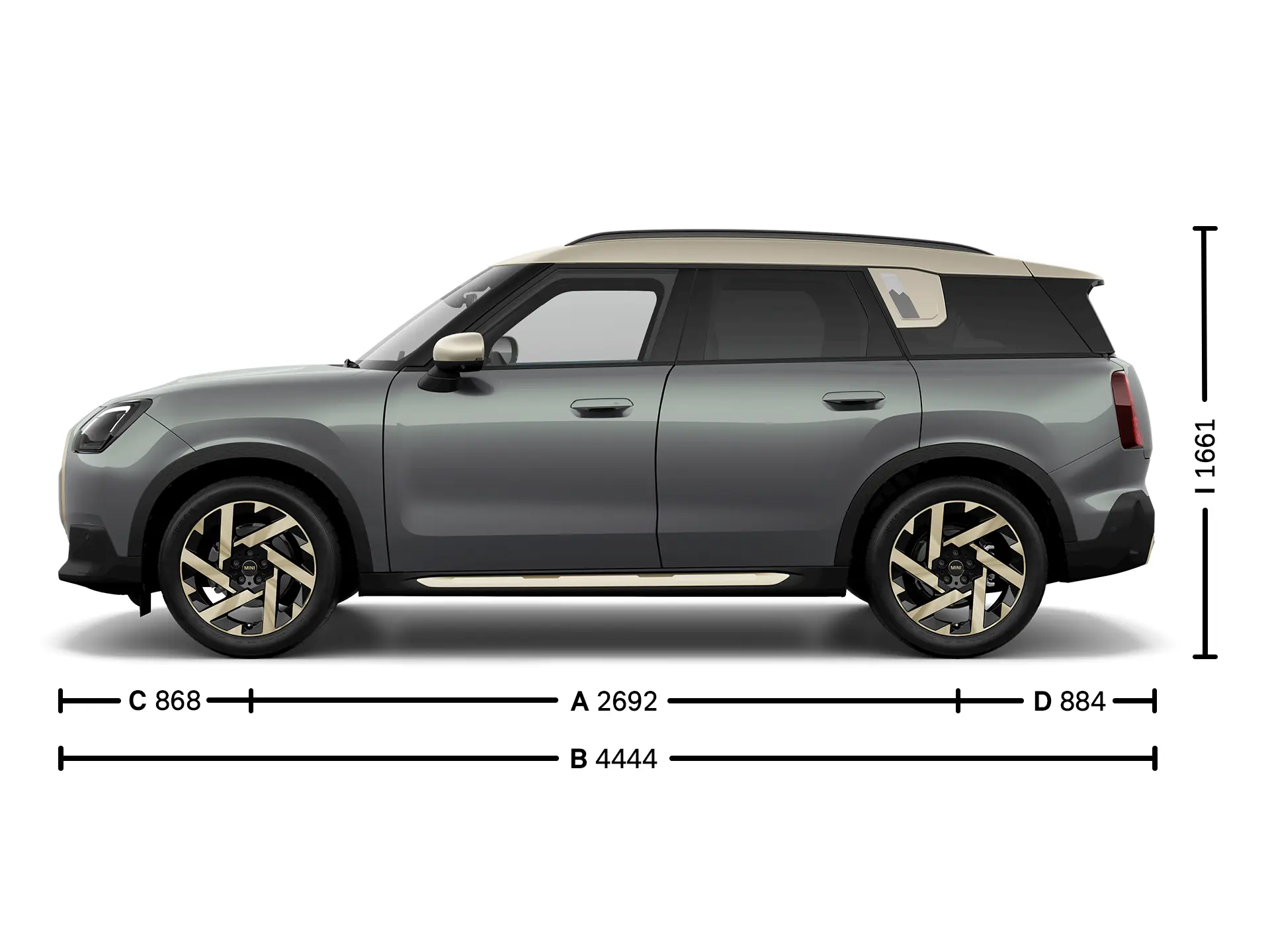 MINI Countryman afmetingen zijkant