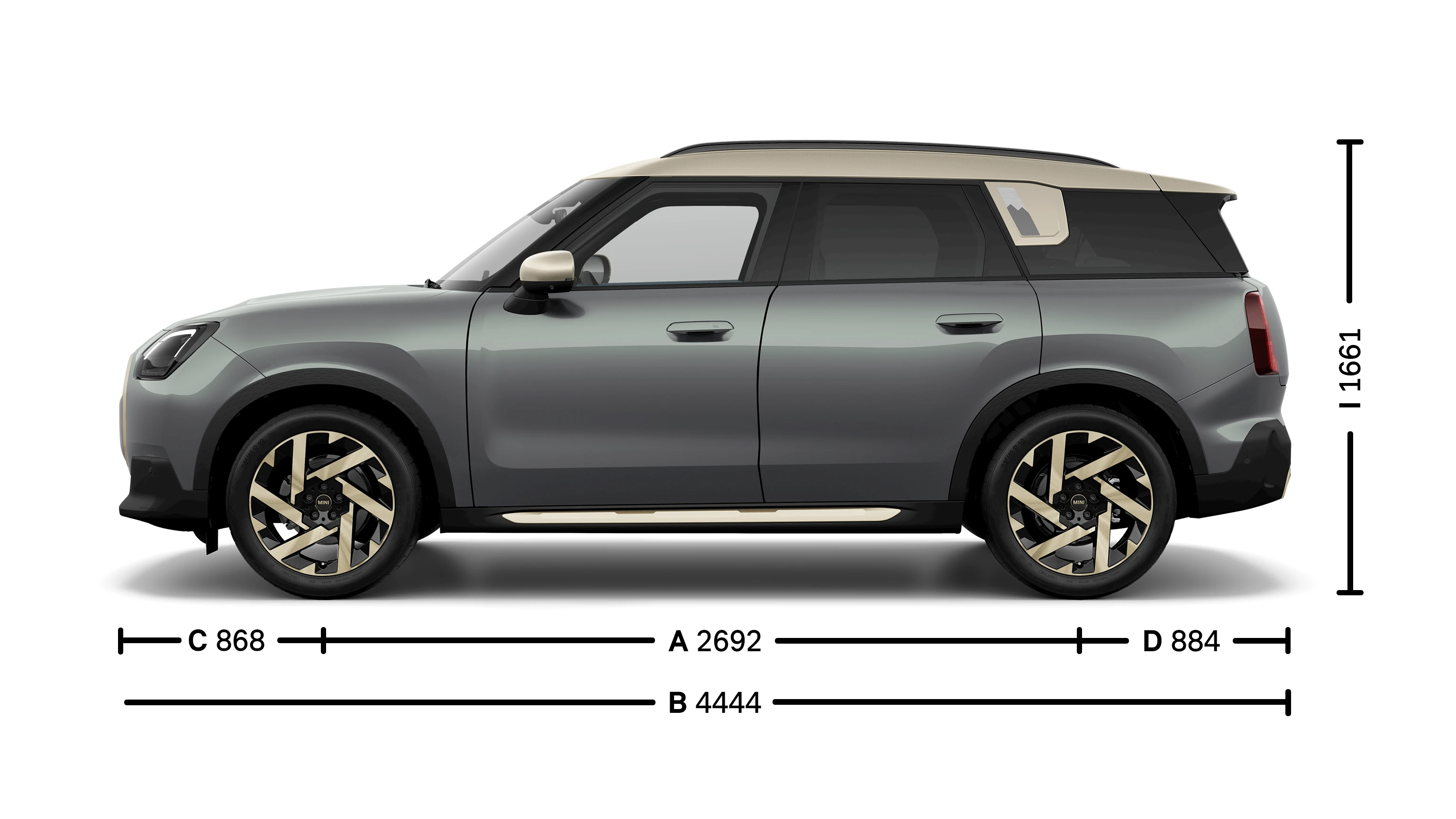 MINI Countryman afmetingen zijkant