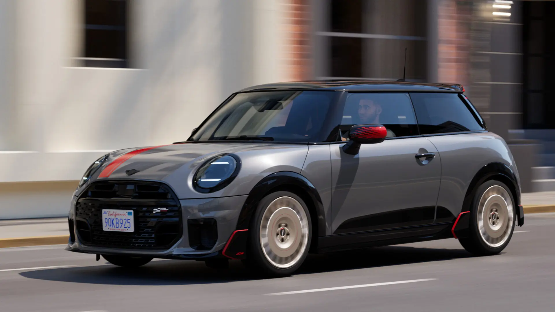 Man die in een MINI Cooper rijdt