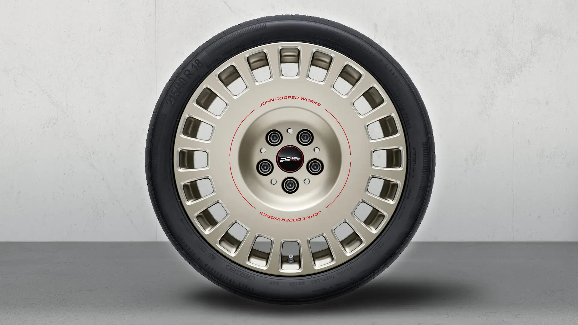 18 inch lichtmetalen John Cooper Works wielen Rallye-spaak styling 964, compleet zomerwiel in Bicolour Vibrant Silver, diamantgefreesd. 