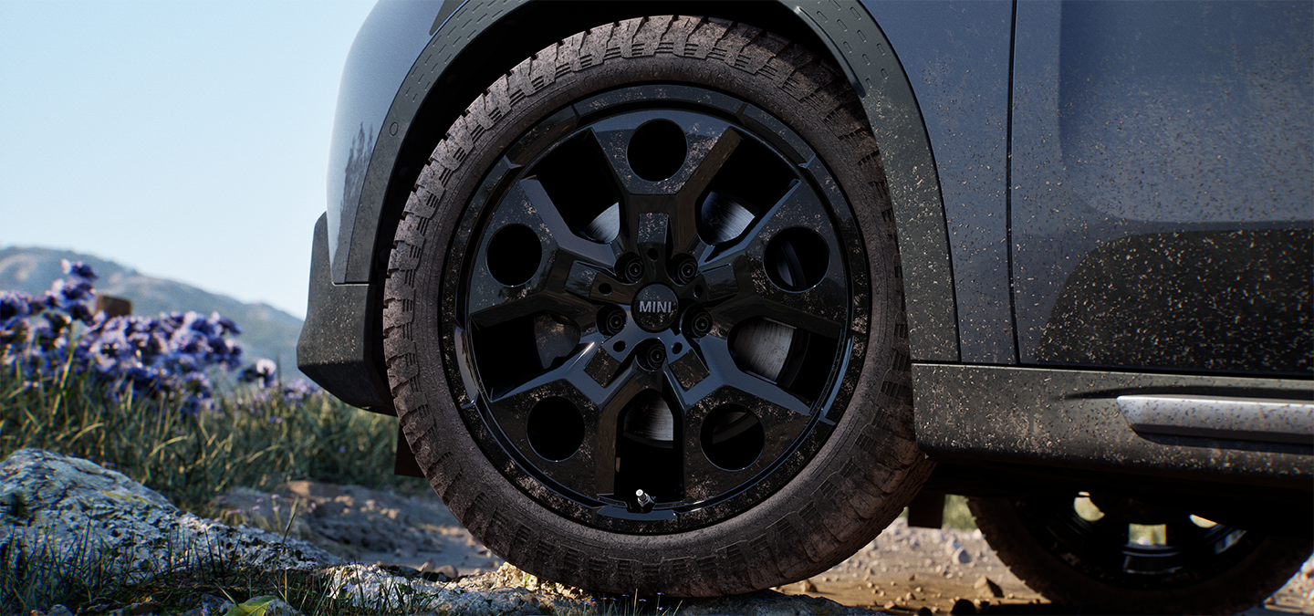 Afbeelding van de wielen van de MINI Countryman Untamed Edition.