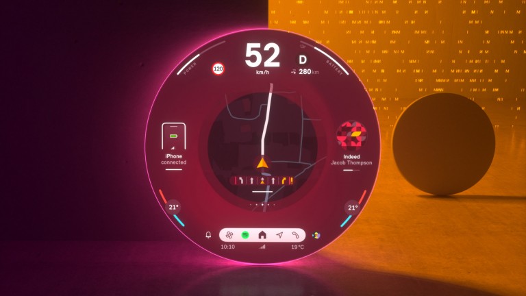 MINI rond display in Vivid Mode met het navigatiescherm