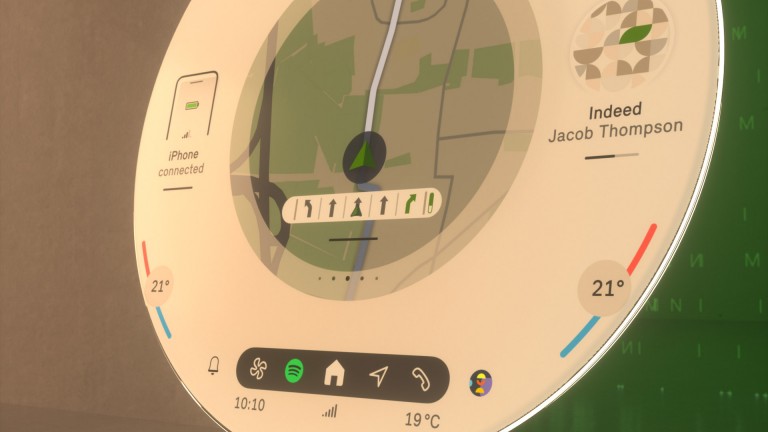 MINI rond display detail van navigatiescherm en bedieningselementen