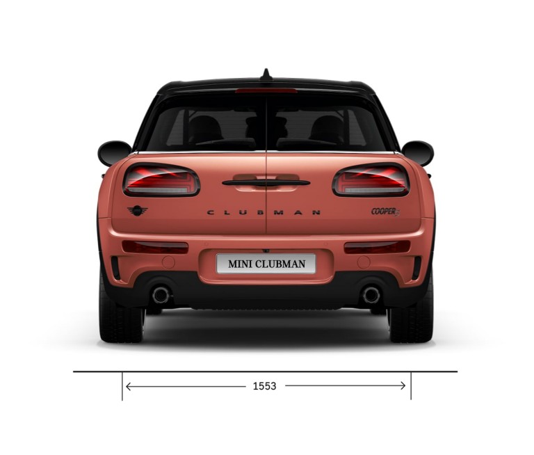 MINI Cooper – achteraanzicht – afmetingen